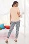Women's Peach Printed Pajamas Set 10884 - 2