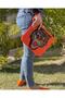 Sequined Appliqued Tiger Orange Portfolio Clutch Hand and Makeup Bag 28x25 - 3