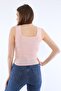 Women's Pink Sleeveless Blouse Thick Strap Athlete Slim Summer Square Collar Knitwear - 4