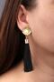 Long Gold Earrings with Oyster and Pearl Details and Tasseled