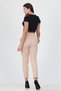 Beige New Season High Waist Lycra Women's Fabric Trousers Ela004 - 6