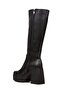 Women's Black Thick Heeled Boots - 3