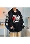 Uny Butik Anime Demon Slayer Eyes Black Hooded Sweetshirt Hoodie