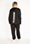 Women's Large Size Black Snap Button Tracksuit 65n35107 - 6
