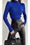 Unisex Cobalt Blue Cotton Turtleneck Lycra Camisole Ribbed Slimfit Turtleneck Sweater