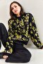 Women's Black Floral Patterned Knitwear Knitted Sweater 20223224 - 7