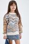 Girl's Patterned Crew Neck Sweater