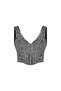 Houndstooth Pattern Crop Blouse - 6