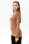 Women's Mink Collar Long Sleeve Blouse with Piping Detail - 4