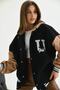 Unisex Hooded Back Embroidery College Jacket