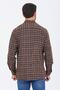 Men's Chestnut Color Long Sleeve Checkered Pocket Collar Buttoned Winter Shirt - 3