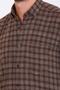 Men's Chestnut Color Long Sleeve Checkered Pocket Collar Buttoned Winter Shirt - 4