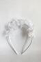 White Chiffon Floral Satin Plated Wedding Wedding Engagement Bridal And Girl's Crown - 3