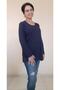 Navy Blue Round Neck Long Sleeve Combed Cotton Viscose T-Shirt - 5