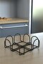 Black Square Bread Holder, Upright Roll Towel Holder, Square Desktop Napkin Holder and Trivet - Set of 4 Black - 4