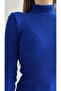 Unisex Cobalt Blue Cotton Turtleneck Lycra Camisole Ribbed Slimfit Turtleneck Sweater - 3