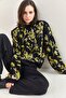 Women's Black Floral Patterned Knitwear Knitted Sweater 20223224