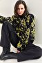 Women's Black Floral Patterned Knitwear Knitted Sweater 20223224 - 5