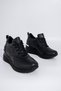 Black Wedge Heeled Sneaker Lace-Up Sports Shoes - Pily - 5