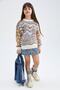 Girl's Patterned Crew Neck Sweater - 2