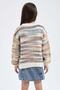 Girl's Patterned Crew Neck Sweater - 4