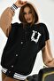 Unisex Hooded Back Embroidery College Jacket - 6