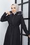 Seyit Özel Women's Chest Zippered Pocket Detailed Underlined Fiber Clothed Hijab Topcoat Coat - 5