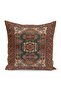 Digital Printed Pillow and Throw Pillow Cover with Persian Motif on Brown Background