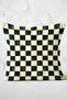 Black - White Antique Motif Checkerboard Patterned Digital Printed Pillow Cushion Cover on the Floor - 3