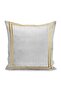 Gold - Antique Patterned Digital Printed Pillow and Throw Pillow Cover with Framed Motifs on Gray Background