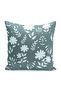 Digital Printed Pillow and Throw Pillow Cover with Leaf Motif and Floral Pattern on Gray and White Background
