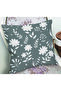 Digital Printed Pillow and Throw Pillow Cover with Leaf Motif and Floral Pattern on Gray and White Background - 2
