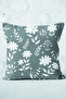 Digital Printed Pillow and Throw Pillow Cover with Leaf Motif and Floral Pattern on Gray and White Background - 3