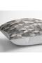 Beige - Gray Knit Motif Geometric Patterned Digital Printed Pillow Throw Pillow Cover on Gray Background - 4