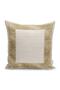 Cream - Gold Patterned Digital Printed Pillow and Cushion Cover with Framed Motif on Gold Floor