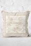 Cream - Beige Framed Motif Antique Patterned Digital Printed Pillow Cushion Cover on the Floor - 3