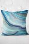 Gold - Digital Printed Pillow and Throw Pillow Cover with Marble Motif on Turquoise Background - 3