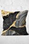 Gold - Digital Printed Pillow and Throw Pillow Cover with Marble Motif on Black Background - 3