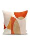 Orange - Digital Printed Pillow and Cushion Cover with Abstract Motif Painting on Cream Background