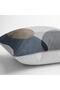 Brown-Blue Canvas Motif Modern Art Patterned Digital Printed Pillow Cushion Cover on the Floor - 4