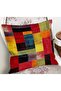 Red - Black Canvas Motif Oil Painting Patterned Digital Printed Pillow Cushion Cover on the Floor - 2