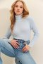 Woman Baby Blue Turtleneck Ribbed Knit Sweater ALC-X9381 - 3