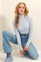 Woman Baby Blue Turtleneck Ribbed Knit Sweater ALC-X9381 - 4
