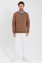 Men's Crew Neck Long Sleeve Sweatshirt Brown - 3