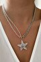 Transparent Crystal Star Pendant Silver Color Necklace - 2