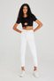Coral Women's White Color 100% Koton Denim Fabric Mom Fit High Waist Jeans - 2
