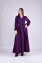 Women's Maxi Length Double Breasted Collar Long Sleeve Dress - 3