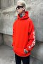 Large Size Hooded Horse Back and Sleeve Text Detail Oversize Sweatshirt - 4