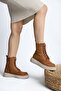 Lorrie Stone Detailed Zippered Suede Women's Boots Camel - 4