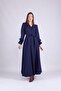 Women's Maxi Length Double Breasted Collar Long Sleeve Dress - 7